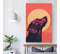 POLIUAWS Faithful Dog Vector Portrait with Sunset Backdrop Art Work for Home Walls For Home Modern Decoration Wall Pictures 12x18inch(30x45cm)