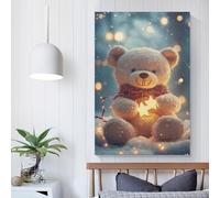 POLIUAWS Festive Teddy Bear Magic Living Room Decorations for Wall for Bedroom Office Bathroom Decor Large Canvas Wall Art for Living Room 20x30inch(50x75cm)