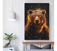 POLIUAWS Fiery Bear Majesty Wall Pictures Living Room for Rustic Farmhouse Bathroom Decor Artwork 16x24inch(40x60cm)