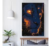 POLIUAWS Fiery Lion Portrait Canvas Wall Art Prints Hanging Poster Yoga Studio Room Decor Inner Peace Reiki Wall Art Spiritual Healing Gift for Family Friend 08x12inch(20x30cm)