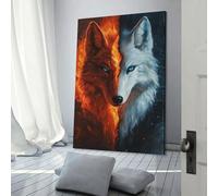 POLIUAWS Fire & Ice Wolves -1 Wall Canvas Art for Bedroom Living Room & Bathroom Decor Large Canvas Wall Art for Living Room 12x18inch(30x45cm)