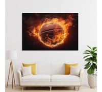 POLIUAWS Fireball Basketball Burn Wall Decoration for Living Room for Bedroom Office Bathroom Decor Wall Decoration 12x18inch(30x45cm)