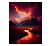 POLIUAWS Firestorm Landscape Diamond Painting Kits Adults for Home Wall Decor Relaxing Fun Gem Art Kit and Crafts 16"x20" Diamond Painting