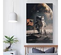 POLIUAWS First Moon Landing Living Wall for Rustic Bath Decor 12x18inch(30x45cm) Prints for Living Room