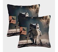 POLIUAWS First Moon Landing Square Pillows for Office Car Super Soft And Cozy Pillow Case Covers 50x50cm