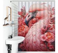 POLIUAWS FLAMINGO LESSER Modern Fabric Bathroom Decor Set Thicken Durable Polyester Shower Curtain Anti Mould for Travel Trailer 53.54x70.87Inch（136x180cm）