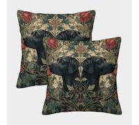 POLIUAWS Floral Guardian Dogs Pillow Cases 2 Pack,Soft And Comfortable Pillowcases For Hair And Skin With Envelope Closure 45x45cm