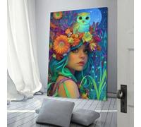 POLIUAWS Floral Owl Fantasy Custom Canvas Prints Cute Room Decor Ready to Hang Modern Art Prints 12x18inch(30x45cm)