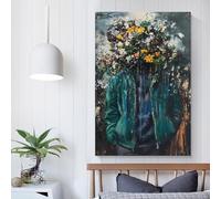 POLIUAWS Floral Portrait Mental Depression Flower Custom Canvas Prints for Boys Room Girls Room Modern Wall Art 20x30inch(50x75cm)