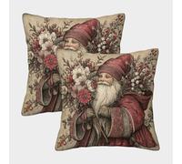 POLIUAWS Floral Santa's Gift Pillowcase for Hair And Skin Cute Pattern Pillow Cover Envelope Pillow Case Set of 2 Soft And Cozy Abstract Pillowcase 50x50cm