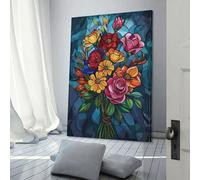 POLIUAWS Flower Stained Glass Artwork for Living Room Wall Art for Teenage Boys Bedroom Wall Art Canvas 20x30inch(50x75cm)