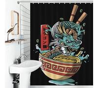 POLIUAWS Food Dragon Bath Shower Curtains Mildew Quick Drying Proof Resistant Modern Fabric Bathroom Decor Set for Bathtub Shower Stall 53.54x70.87Inch（136x180cm）