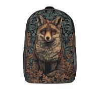 POLIUAWS Fox in Floral Embrace Backpack 3D Printed Kids Backpacks Boys School Bag Fashion Bag Travel Backpacks School Bags for Boys Elementary And Middle School Students 17inch