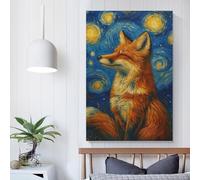 POLIUAWS 'Fox in Starry Night Style Canvas Painting Abstract Artwork Poster Picture Canvas Wall Art Decor Room Decor Wall Art Set 20x30inch(50x75cm)