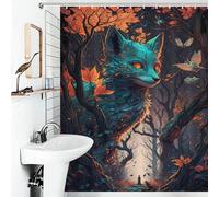 POLIUAWS Fox Supernatural Forces 100% Polyester Fabric Washable Hilarious Bath Curtain for Bathroom with Hooks 56.30x70.87Inch（143x180cm）
