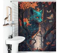 POLIUAWS Fox Supernatural Forces Daily Household Stylish Washable Modern Polyester Water Repellent for Bathroom Wet Room 53.54x70.87Inch（136x180cm）