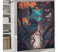 POLIUAWS Fox Supernatural Forces Waterproof Polyester Fabric Hilarious Bath Curtain for Travel Trailer 69.69x70.87Inch（177x180cm）