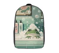 POLIUAWS Frog's Bath Time Backpacks Kids School Backpack School Bag 3D Printed School Bag for Boys Elementary And Middle School Students 17inch