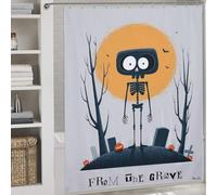 POLIUAWS From The Grave - Cute Skeleton Halloween Art Anti-Mould Proof Resistant Washable Waterproof Cloth Fabric Bathroom Decor Curtains for Toile Bathroom Dorm 69.69x70.87Inch（177x180cm）