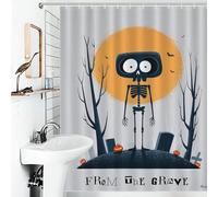 POLIUAWS From The Grave - Cute Skeleton Halloween Art Shower Curtains Mould Proof Quick Drying Proof Resistant Bath Curtains for Shower for Bathroom Bathtub Apartment Decor 56.30x70.87Inch（143x180cm）