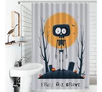 POLIUAWS From The Grave - Cute Skeleton Halloween Art Thicken Durable Polyester Modern Fabric Bathroom Decor Set for Bathtub Shower Stall 46.85x70.87Inch（119x180cm）