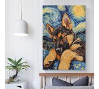 POLIUAWS German Shepherd Puppy Art Poster Print Artworks Canvas Poster Wall Art Prints Home Modern Decor Birthday Party Decor 16x24inch(40x60cm)