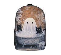 POLIUAWS Ghosts And Cats in Bubbles School Bag 3D Printed Children's School Backpack Casual Fashion Travel Backpacks for Kids School Students 17inch