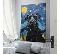 POLIUAWS Giant Schnauzer Starry Pictures for Living Room Street Paintings Canvas Colorful Pop Wall Art Modern Artwork Home Decor Stretched Ready to Hang 20x30inch(50x75cm)