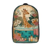 POLIUAWS Giraffe Spa Retreat Children's School Backpack Fashion Casual Children's Backpacks 3D Printed School Bags Boy School Backpack Large Backpack 17inch