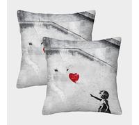 POLIUAWS Girl with Balloon Graffiti Banksy King Size Pillow Cases for Sofa Bedroom Pillow Shell Breathable Standard Pillow Covers Pack of 2 40x40cm