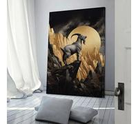POLIUAWS Gold X Mountain Goat Poster Customisable with Canvas, Home Office Decor Living Room Bedroom Woman Birthday Gift Idea 20x30inch(50x75cm)