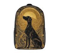 POLIUAWS Golden Moonlit Dog Illustration School Bag 3D Printed Children's School Backpack Casual Fashion Travel Backpacks for Kids School Students 17inch