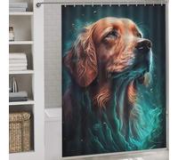 POLIUAWS Golden Retriever Dog 100% Polyester Fabric Washable Shower Curtains Set with 12 Hooks for Shower Bath Curtain Wet Room 64.17x70.87Inch（163x180cm）