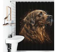 POLIUAWS Golden Retriever Shower Curtains Mould Proof 100% Polyester Fabric Washable Bath Curtains for Shower for Shower Bath Curtain Wet Room 56.30x70.87Inch（143x180cm）