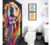 POLIUAWS Golden Retriever Splash Art Shower Curtain Waterproof Mould 100% Polyester Fabric Washable Bathroom Decor Curtains for Bathroom Wet Room 64.17x70.87Inch（163x180cm）