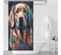 POLIUAWS Golden Retriever Style 5 100% Polyester Fabric Washable Modern Fabric Bathroom Decor Set for Shower Bath Curtain Wet Room 35.43x70.87Inch（90x180cm）