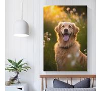 POLIUAWS Golden Retriever Style 8 Wall Decor Poster Oil Painting Boho Rustic Wall Poster for Bedroom Living Room Decor 16x24inch(40x60cm)