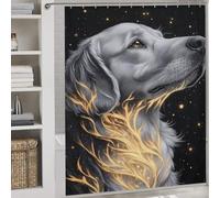 POLIUAWS Golden Retriever with Glowing Vines Shower Curtains Mould Proof 100% Polyester Fabric Washable Hilarious Bath Curtain for Bathroom with Hooks 69.69x70.87Inch（177x180cm）