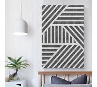 POLIUAWS Gray Lines 4 Wall Decorations for Bedrooms for Rustic Bath Decor Picture Canvas 20x30inch(50x75cm)