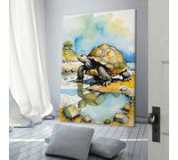 POLIUAWS Greek Tortoise Watercolor Art Canvas Wall Decor Print Painting Modern Home Decoration Picture Artwork for Living Room Bedroom Office 24x36inch(60x90cm)