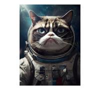 POLIUAWS Grumpy Cat Space Astronaut DIY Diamond Art Kits Adults Girls Birthday Presents 5D DIY Full Drill Crystal Art Crafts 12"x16" Diamond Painting