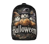 POLIUAWS Halloween Spirit Decor Children's School Backpack Fashion Casual Children's Backpacks 3D Printed School Bags Boy School Backpack Large Backpack 17inch