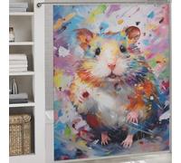 POLIUAWS Hamster Walking in Paint Quick Drying Proof Resistant Shower Curtain with Hooks for Bathroom for Bathtub Shower Stall 69.69x70.87Inch（177x180cm）