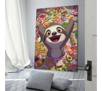 POLIUAWS Happy Sloth Feast Bathroom Prints for Walls For Home Modern Decoration Paintings Wall Art 16x24inch(40x60cm)