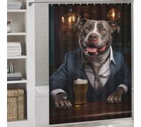 POLIUAWS Happy XL Bully in The Pub Bath Shower Curtains Mildew Thicken Durable Polyester Bathroom Curtains Modern Art for Shower Bath Curtain Wet Room 64.17x70.87Inch（163x180cm）