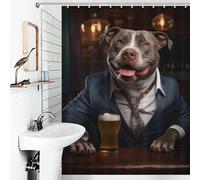 POLIUAWS Happy XL Bully in The Pub Fabric Polyester Modern Fabric Bathroom Decor Set for Kids Women Men 53.54x70.87Inch（136x180cm）