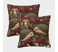 POLIUAWS Hedgehogs in The Forest Print Pillow Case - 2 Pack Pillowcase for Mother With Envelope Closure 40x40cm