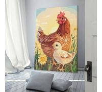 POLIUAWS Hen And Chick in Meadow Pictures for Living Room Street Paintings Canvas Colorful Pop Wall Art Modern Artwork Home Decor Stretched Ready to Hang 12x18inch(30x45cm)