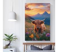 POLIUAWS Highland Cow Sunset Beauty Wall Art for Bedroom For Teens Game Boys Room Wall Decor Paintings Wall Art 12x18inch(30x45cm)