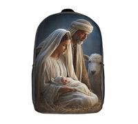 POLIUAWS Holy Family Scene Kids School Backpack 3D Printed Backpacks Fashion School Bag Rucksacks for Boys Elementary And Middle School Students 17inch